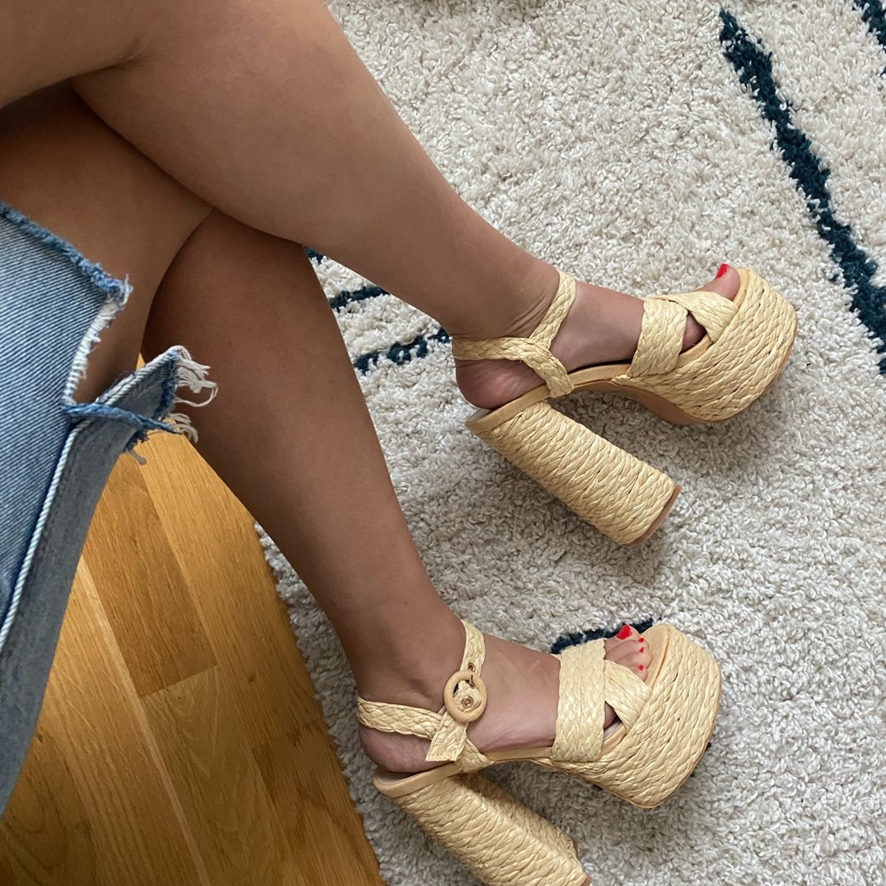 Raffia Platform Heels Size 7